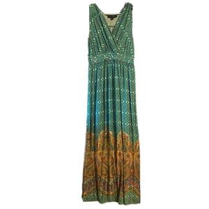 Spense Artsy Maxi Dress S Baby Doll Halter V-neck Cinch Waist Paisley Sleeveless